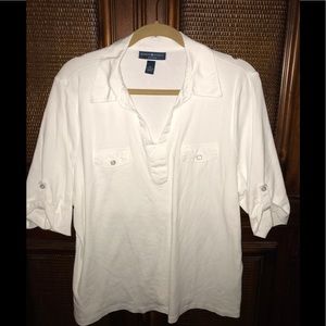 Karen Scott White cotton shirt sleeve shirt NEW